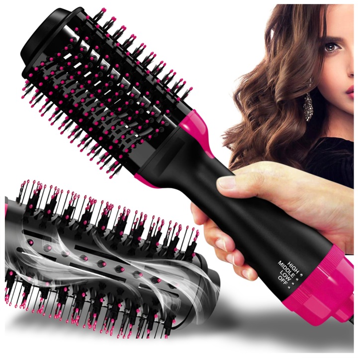 KULMOFÉNOVÁ KEFKA 4V1 S IONIZÁCIOU 1000W - Fén, Kefa, Žehlička a Kulma v jednom