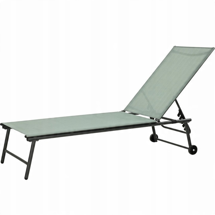 KOVOVÉ BAZÉNOVÉ LEŽADLO S NASTAVITEĽNÝM OPERADLOM 185X57X31 CM, ZELENÉ
