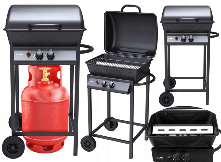LUND VEĽKÝ ZÁHRADNÝ PLYNOVÝ GRIL 2 HORÁKY 5,5KW ČIERNY CHRÓMOVANÝ ROŠT99657