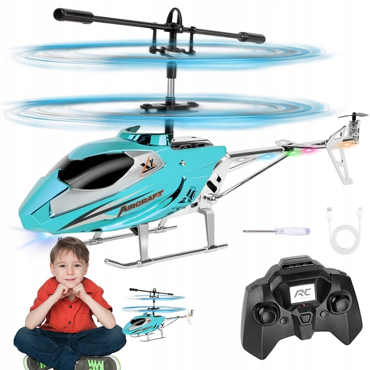 LED diaľkovo ovládaný mini vrtuľník – odolný plast! modrý