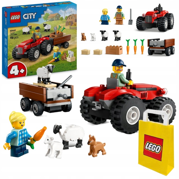 LEGO 60461 City - Červený traktor s prívesom a ovcou Dedina Farmár zvierat