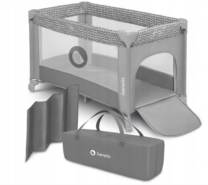 Lionelo Cestovná postieľka Stefi grey Concrete Multicolor