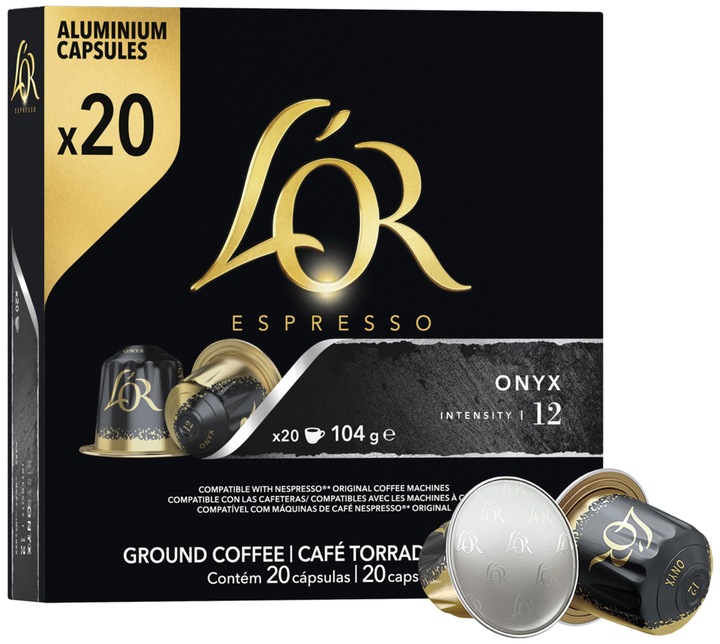 L"Or Espresso Onyx 20 hliníkových kapsúl kompatibilných s kávovarmi
