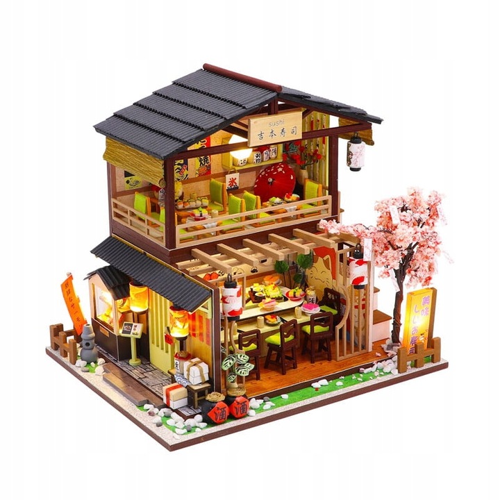 Miniatúrny DIY domček Sakura sushi Japonsko Tokio Ázia