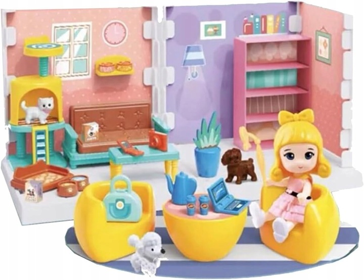 Miniatúrny set domčeka pre bábiky pre deti s nábytkom a figúrkou 30 x 24 cm