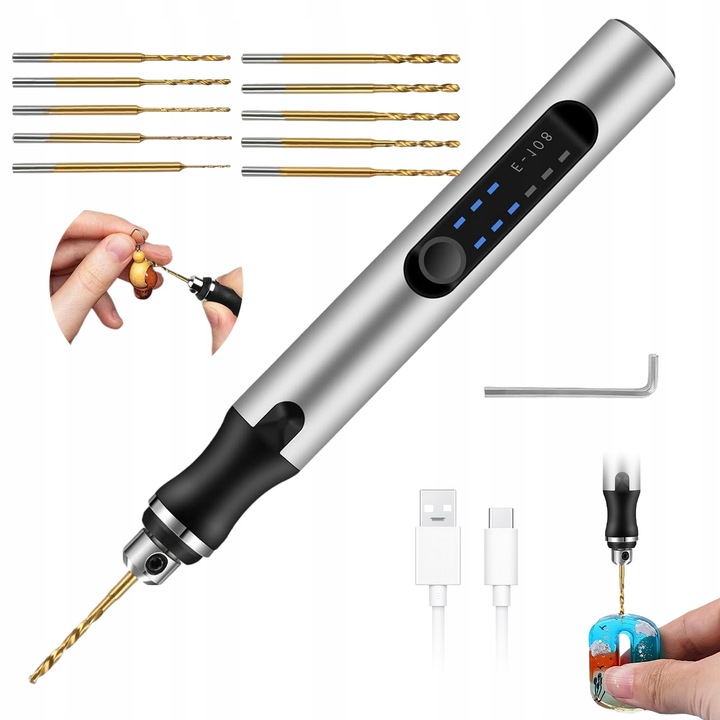 MINI ELEKTRICKÁ VŔTAČKA S TROMI RÝCHLOSŤAMI A DESIATIMI VRTÁKMI