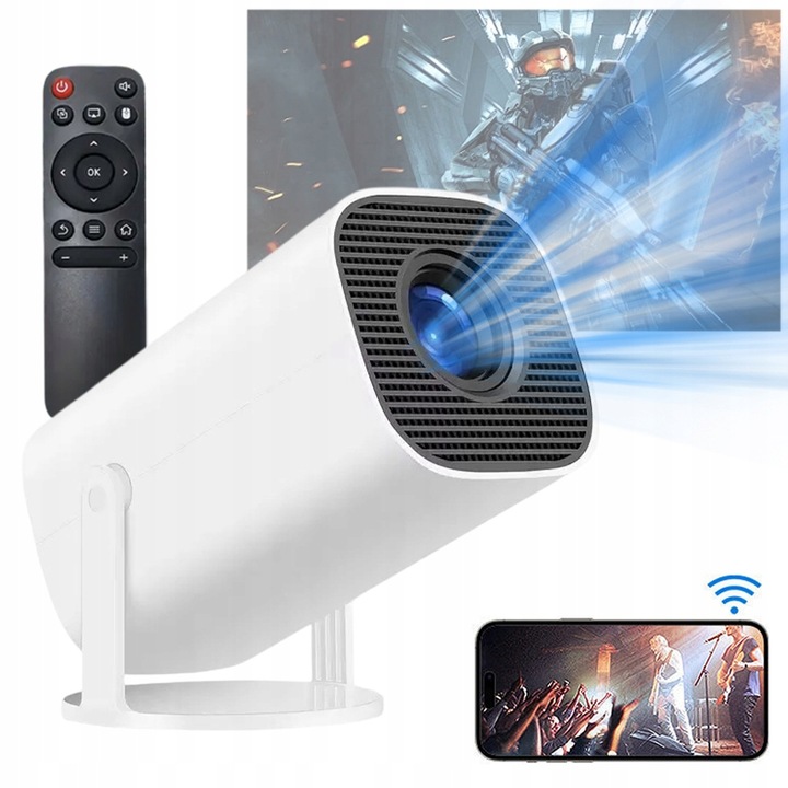 MINI PROJEKTOR SMART TV ANDROID 12 FULL HD 5G BLUETOOTH WIFI BIELY ZĽAVA