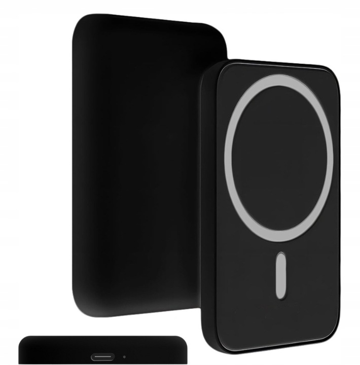 Magnetická powerbanka 10000 mAh čierna mini bezdrôtová Mag-Safe pre iPhone
