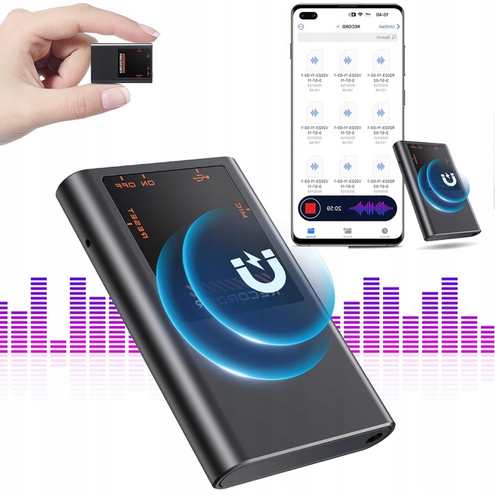 MINI ZÁZNAMNÍK HLASU 64 GB S REDUKCIOU ŠUMU AI NA NAHRÁVANIE ROZHOVOROV