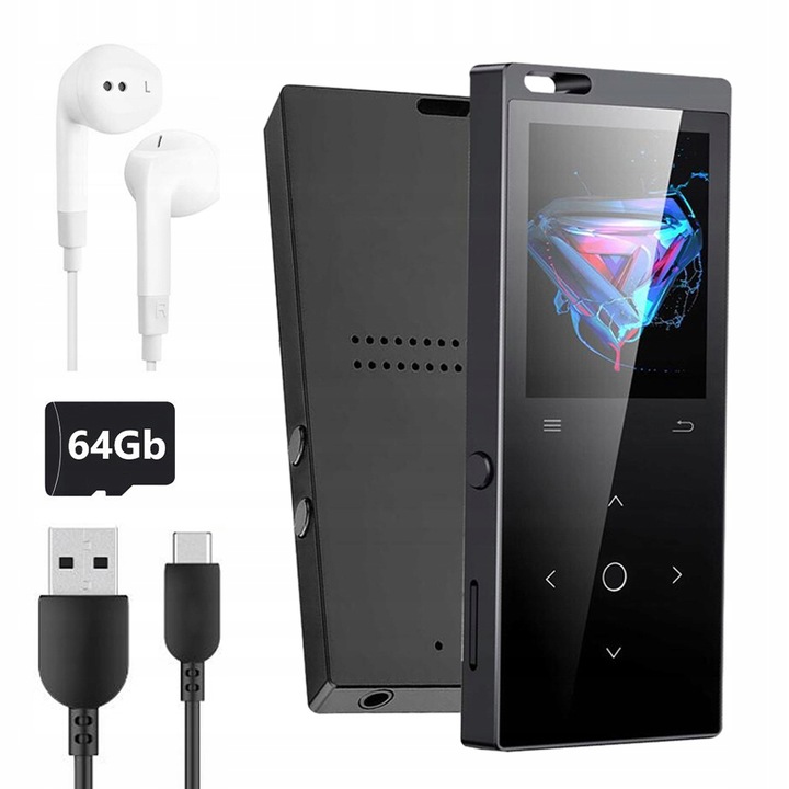 MP4 Bedee Prehrávač MP4 MP3 diktafón Bluetooth Rádio 64 GB čierny 64 GB