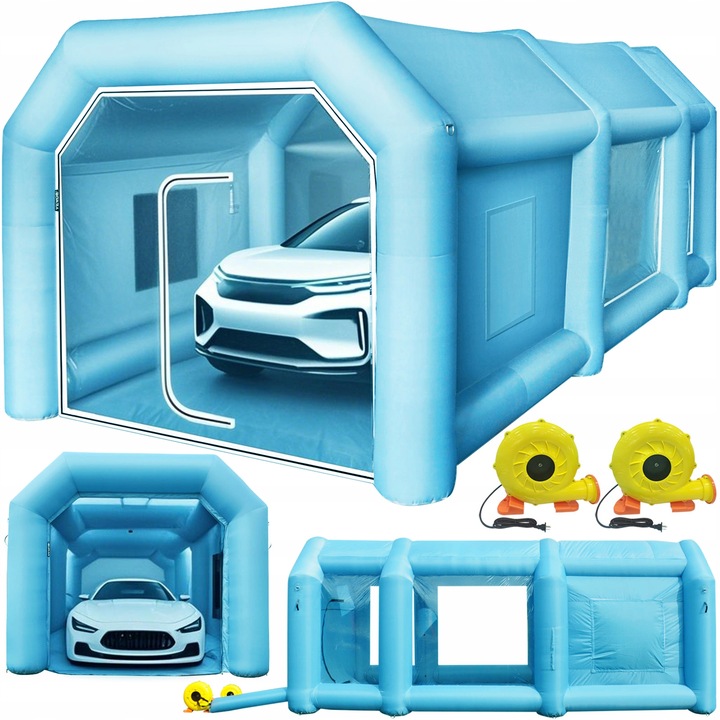 Nafukovací striekací box 8 x 4 x 3 m, stan na mieru, nafukovacia lakovacia kabína na autá