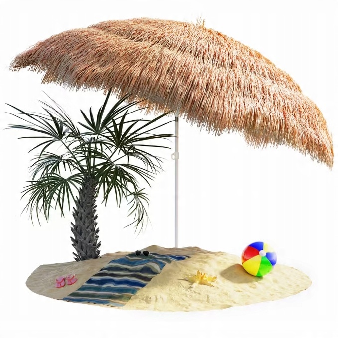 Parasol Hawaii svetlosivý Ø160 cm, ochranný, prírodný dáždnik+