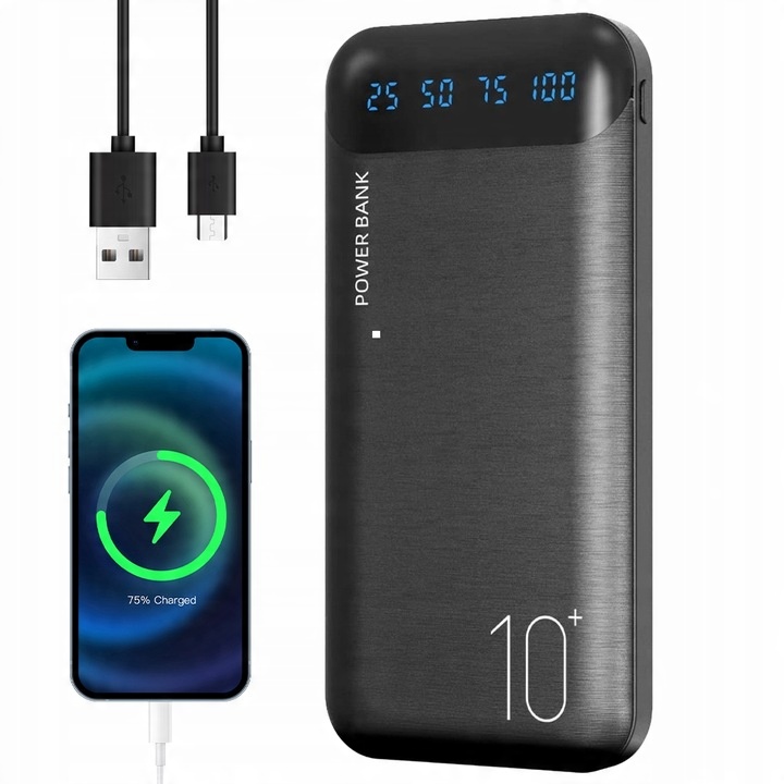 Powerbanka 10000 mAh 22.5 W Rýchle nabíjanie, čierna