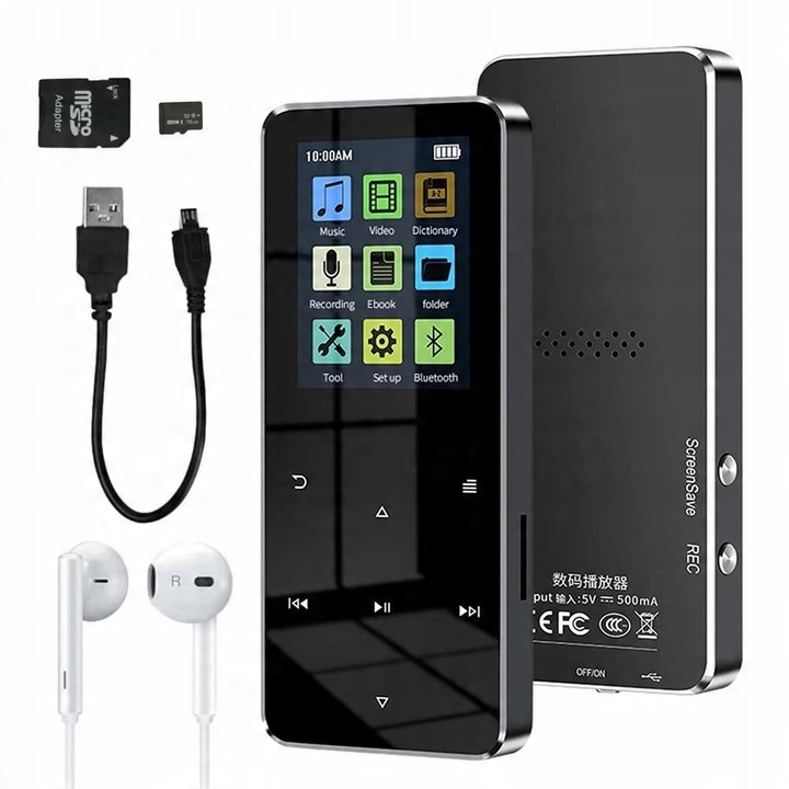 PREHRÁVAČ MP4 MP3 16GB DOTYKOVÝ BLUETOOTH 5.0 HiFi + SLÚCHADLÁ