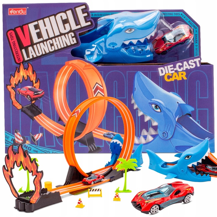Pretekárska autodráha vystreľovač Žralok 1 auto resorak Sun Baby