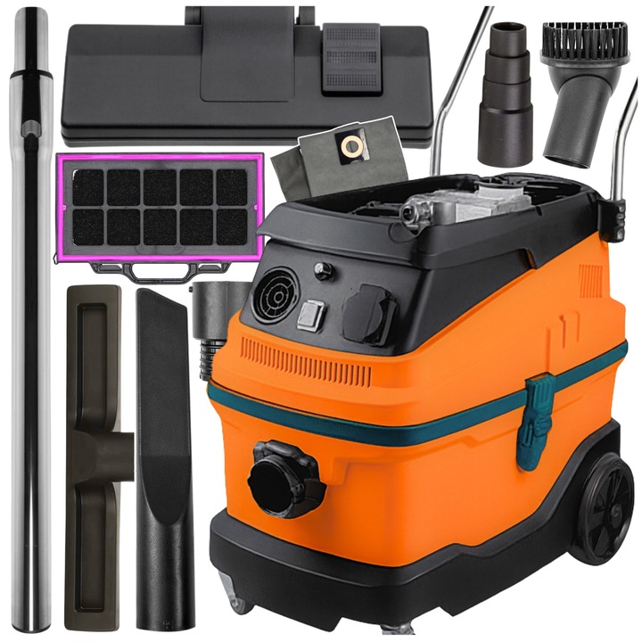 PRIEMYSELNÝ BEZVRECKOVÝ VYSÁVAČ S OKLEPÁVAČOM NA SADRU MOKRO VEĽKÝ 3600W