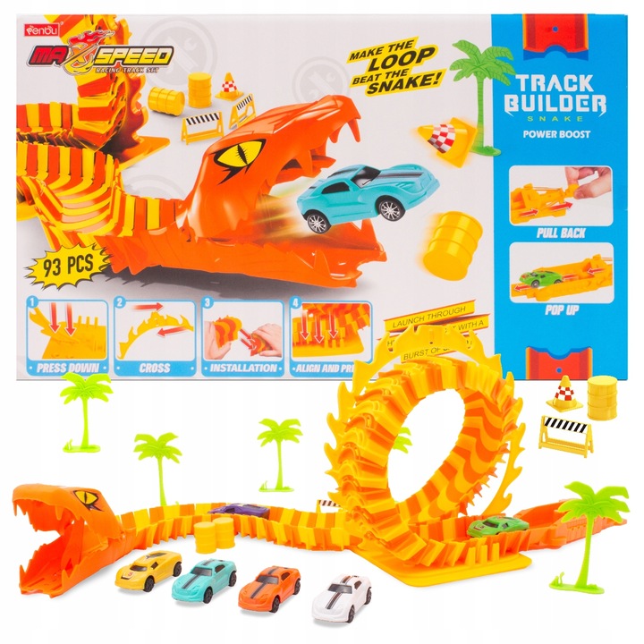 Pretekárska autodráha vystreľovač hadica kobra 6 autíčok autíčka Sun Baby