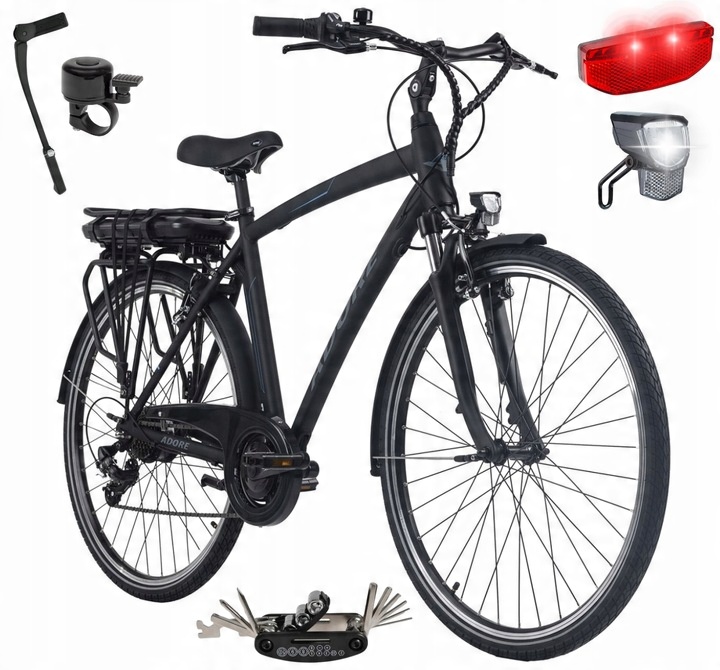 Pánsky elektrický trekingový bicykel s kolesami 28" SHIMANO Alu 250 W LED Batožinový priestor