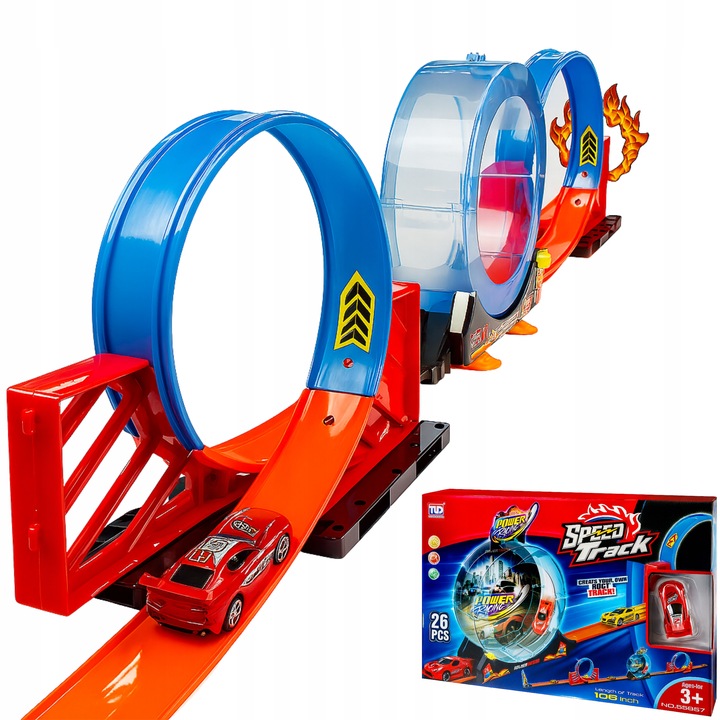 Pretekárska dráha 3 slučky na autíčka dráha autíčka dlhá 269 cm 3+ darček