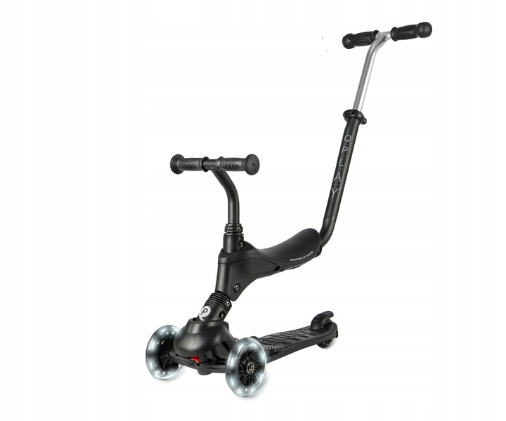 QPLAY Kolobežka Sema Pro Black, 5 v 1, s LED kolieskami, vek 1-6 rokov