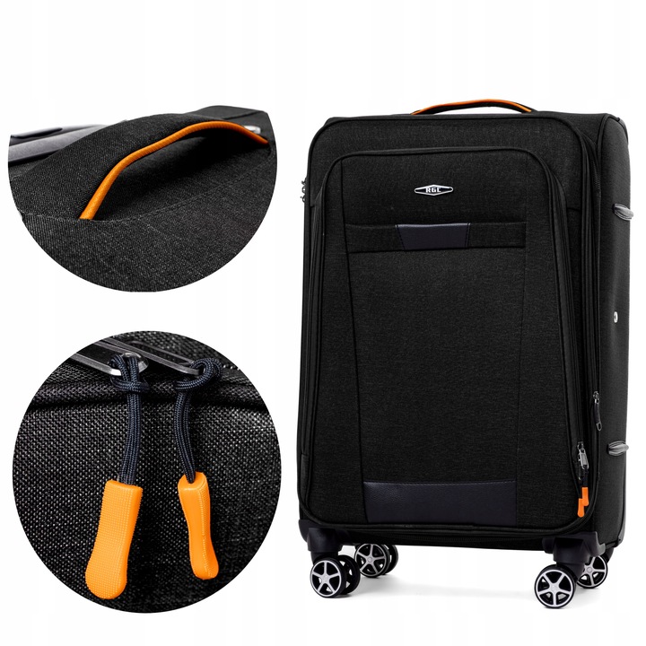 RGL stredný cestovný kufor z textilu na 4 KOLESÁCH + TAŠKA XL