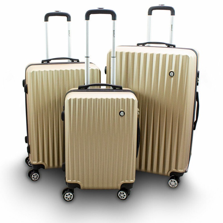 Sada kompletov cestovných kufrov zlatá tvrdá batožina ABS 3ks