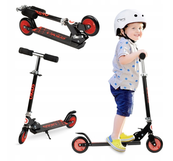 SKLADACIA KOLOBEŽKA PRE DETI QKIDS FLO Čierna, S NÔŽKOU, NASTAVITEĽNÁ, ABEC-7, 50kg