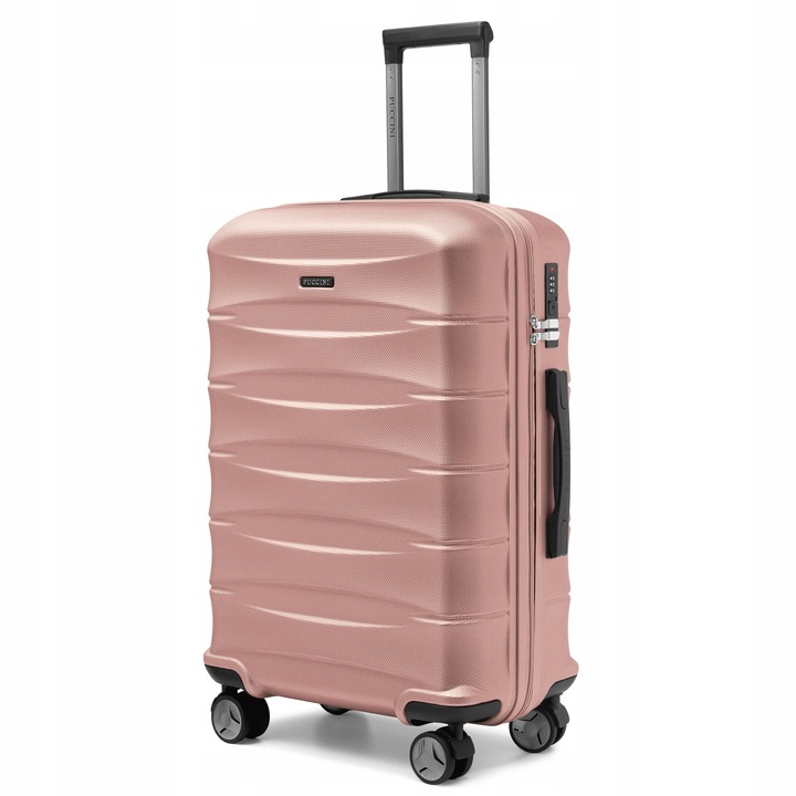 Stredne veľký cestovný Kufor PUCCINI na kolieskach, tvrdý ABS ružový ABS030B-3C LACNÉ