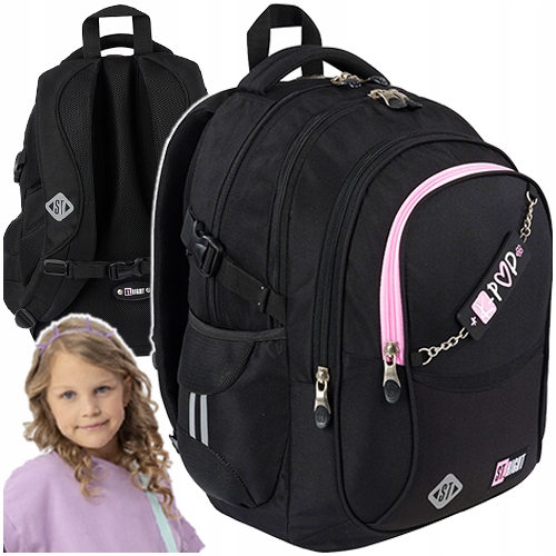 ŠKOLSKÝ BATOH 4-KOMOROVÝ MLÁDEŽNÍCKY ST.RIGHT BP-01 RETIAZKA PINK K-POP