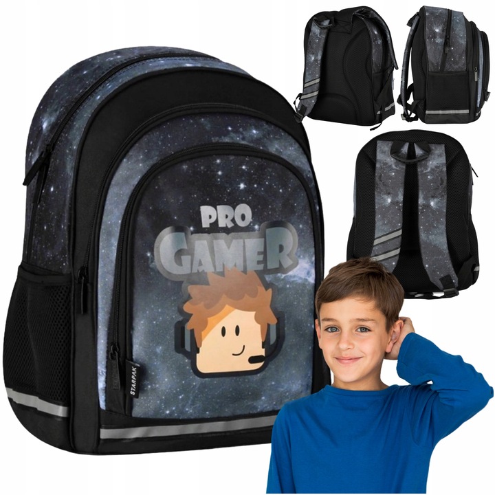 Školský batoh pre chlapca, mládež, veľký viackomorový motív Blox Game