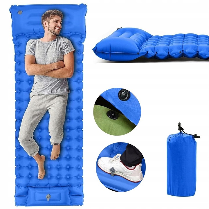 SAMONAFUKOVACIA KARIETKA, kempingová karimatka s pumpičkou, nafukovací matrac s vankúšom