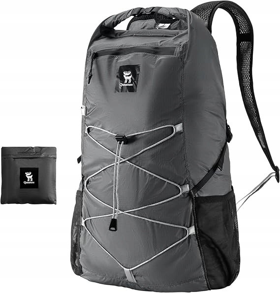 Skladací turistický batoh do vrecka 130 g 20L QUNATURE H49 ŠEDÝ