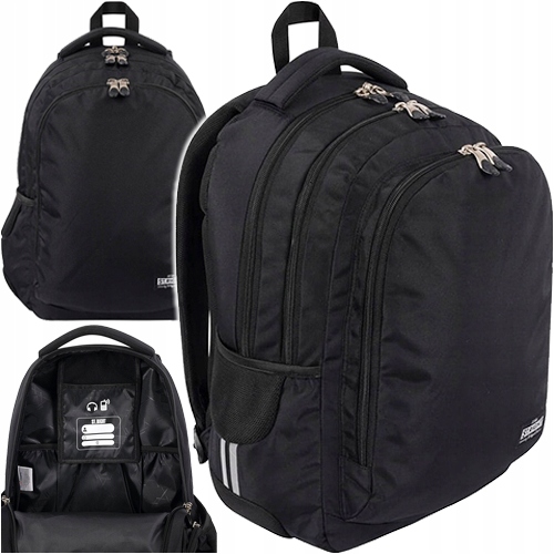 ŠKOLSKÝ BATOH PRE MLÁDEŽ ST.RIGHT MAJEWSKI BP73 ČIERNY Vintage 3-komorový