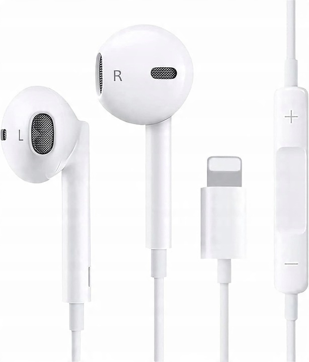 Słuchawki Przewodowe Douszne Mikrofon pre iPhone Biele 2 páry