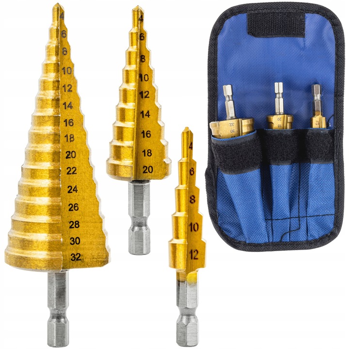 STOŽIAKOVÉ VRTÁKY DO KOVU DREVA PLASTU PLECHU 4-32 MM HEX