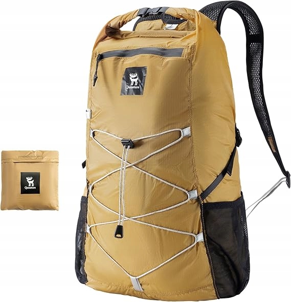 Skladací turistický batoh do vrecka 130 g 20 l QUNATURE H49 BÉŽOVÁ/KHAKI