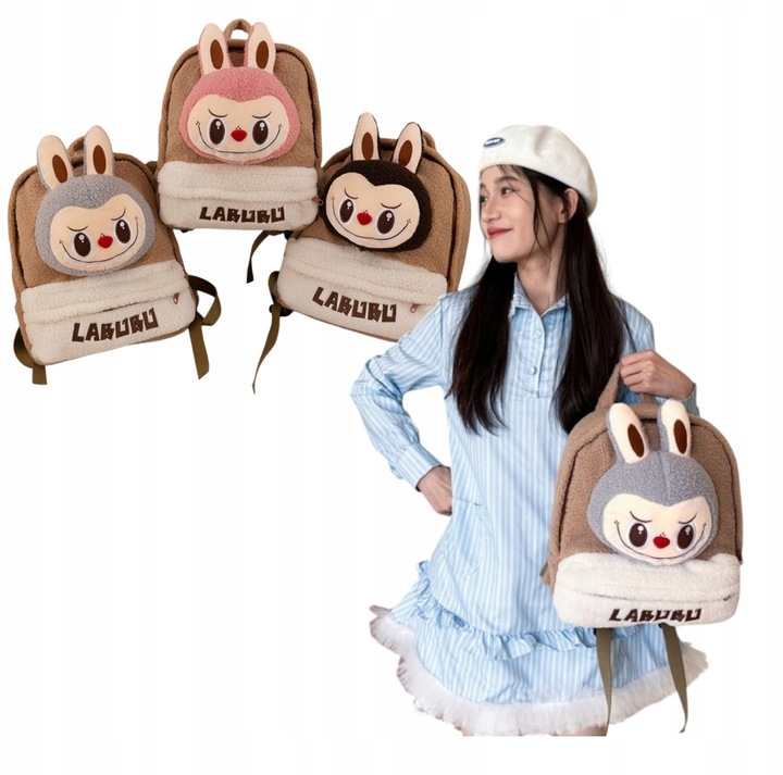 ŠKOLSKÝ BATOH LABUBU VEĽKÝ PLYŠOVÝ ROZPRÁVKOVÝ KOŽUŠINOVÝ PRE DETI ROZTOMILÝ