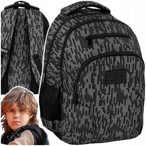 ŠKOLSKÝ MLADISTVÝ BATOH DERFORM BACKUP W58 STEEL SIVÉ PIXELY