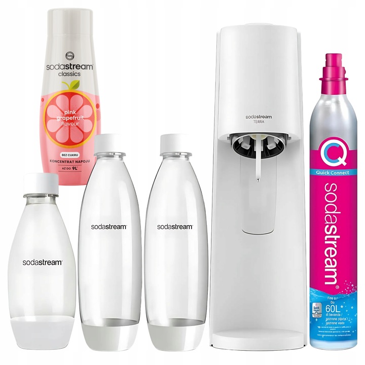 SODASTREAM TERRA saturátor sada 2 fľaštičiek 1 l + fľaša 0.5 l + sirup Pepsi