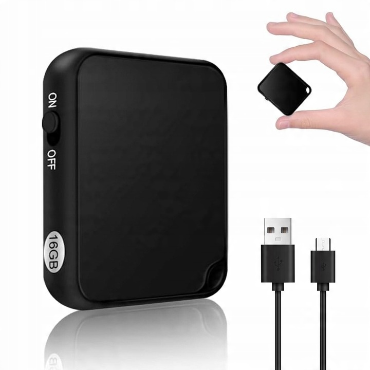 ŠPIONÁŽNY MINI DIKTAFÓN DISKRÉTNY ODPOSLUCHOVÝ ZÁZNAMNÍK 16 GB + SLÚCHADLÁ