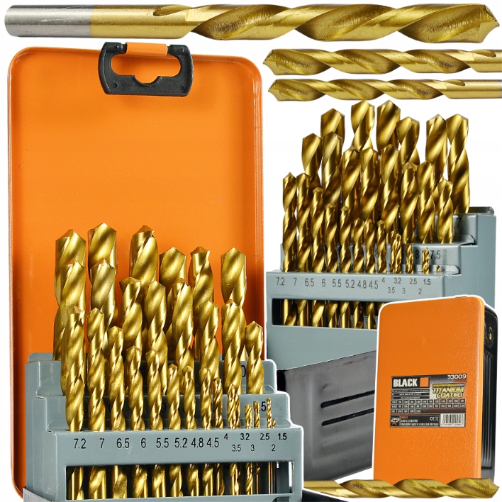 TITÁNOVÉ VRTÁKY DO KOVU SADA VRTÁKOV 29 KUSOV 1,5-12,7 29 KS BLACK