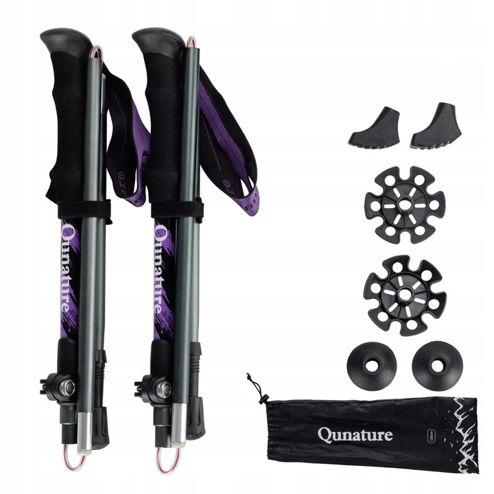 Trekingové palice QUNATURE ultraľahké ALU 2ks s reguláciou 110-130 cm PURPLE