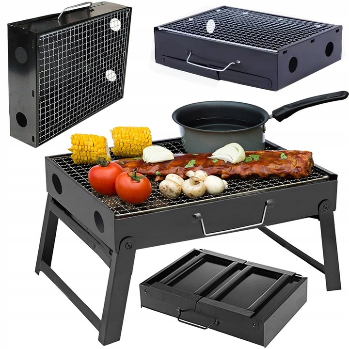 Turistický gril, prenosný, skladací, kempingový uhlíkový kufor bbq