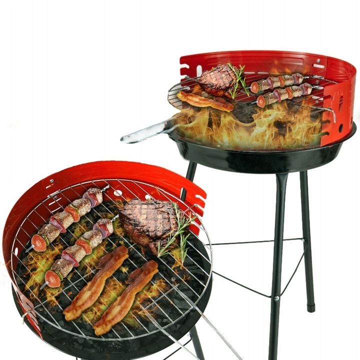 TURISTICKÝ ZÁHRADNÝ GRIL OKRÚHLY NA DREVENÉ UHLIE 35 CM, ROŠT BBQ