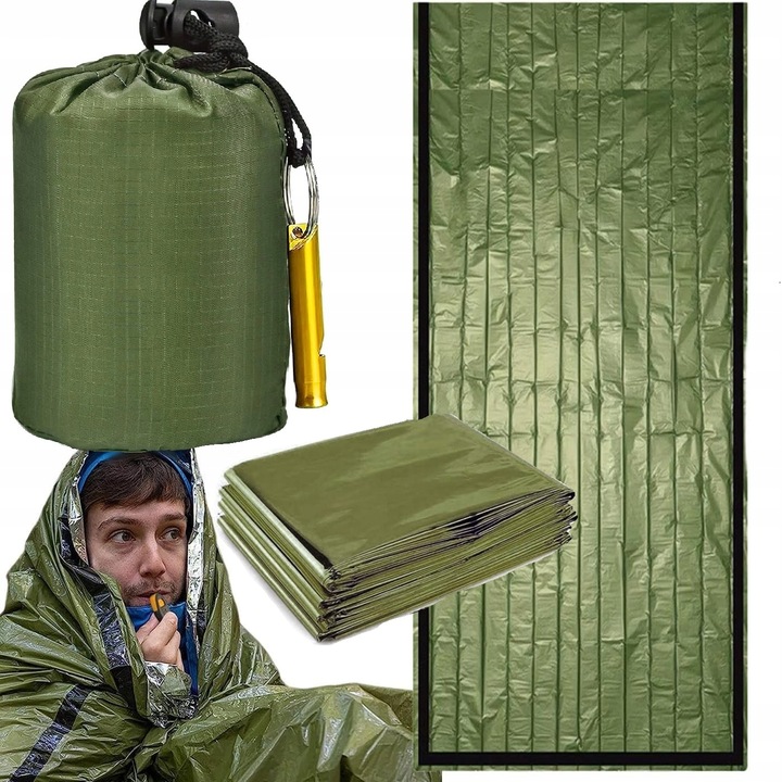 TERMO ZÁCHRANNÝ SPACÍ VAK NÚDZOVÁ DEKA VODOTESNÁ PRE PREŽITIE SURVIVAL