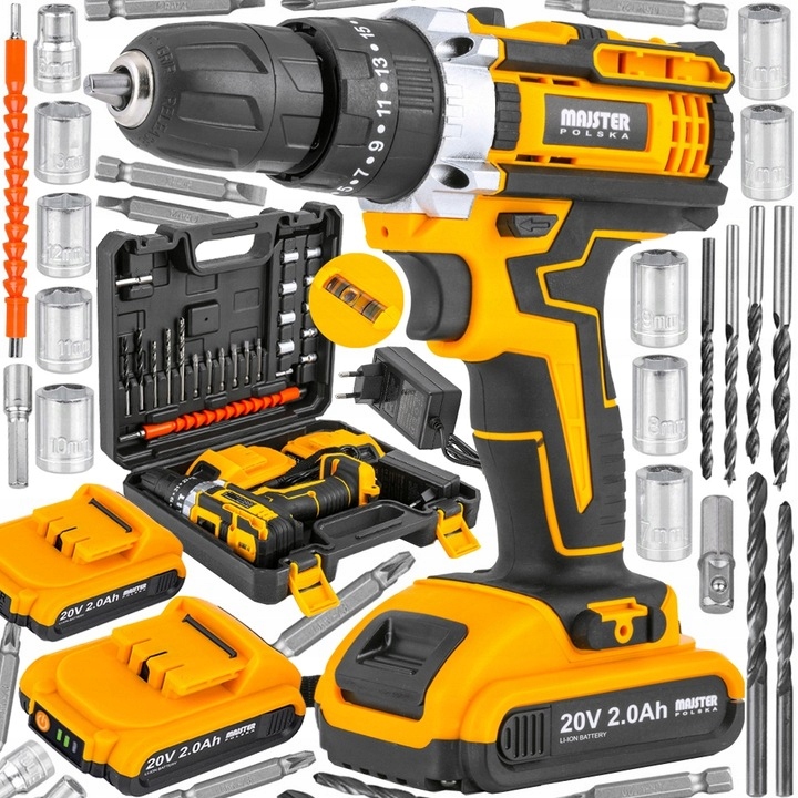 ÚDEROVÁ Vŕtačka AKUMULÁTOROVÁ Vŕtačka KUFOR 2xAKU 20V nástavce MP0424