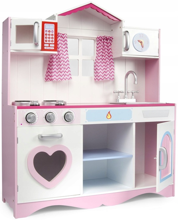 Veľká drevená kuchyňa Pink Play so srdiečkom, svetelné a zvukové efekty