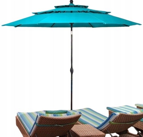 Veľký Záhradný Slnečník 3 m, modrý, hliníkový, regulácia uhla, vodotesný LACNÉ