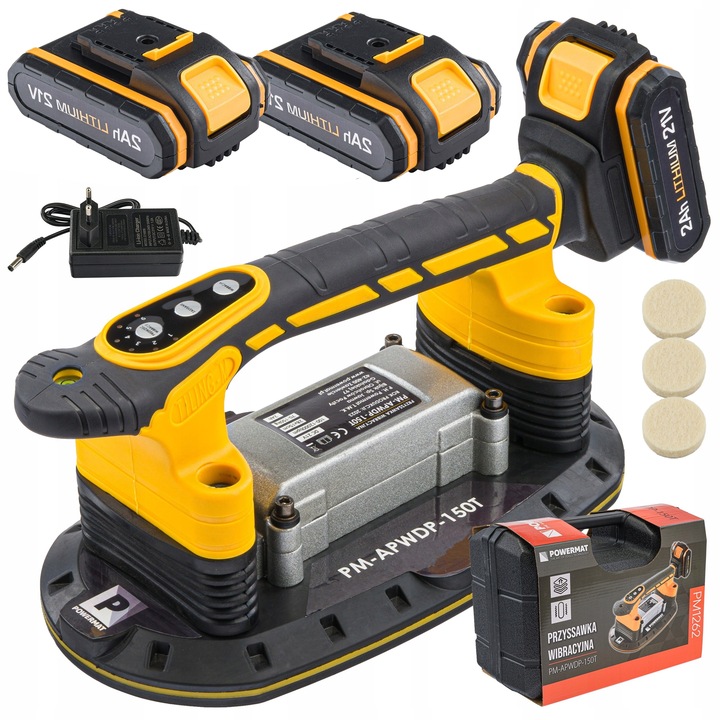 VIBRAČNÁ PRÍSAVKA NA OBKLADY A DLAŽBY, VIBRÁTOR NA VYROVNÁVANIE, 2x AKU 21V