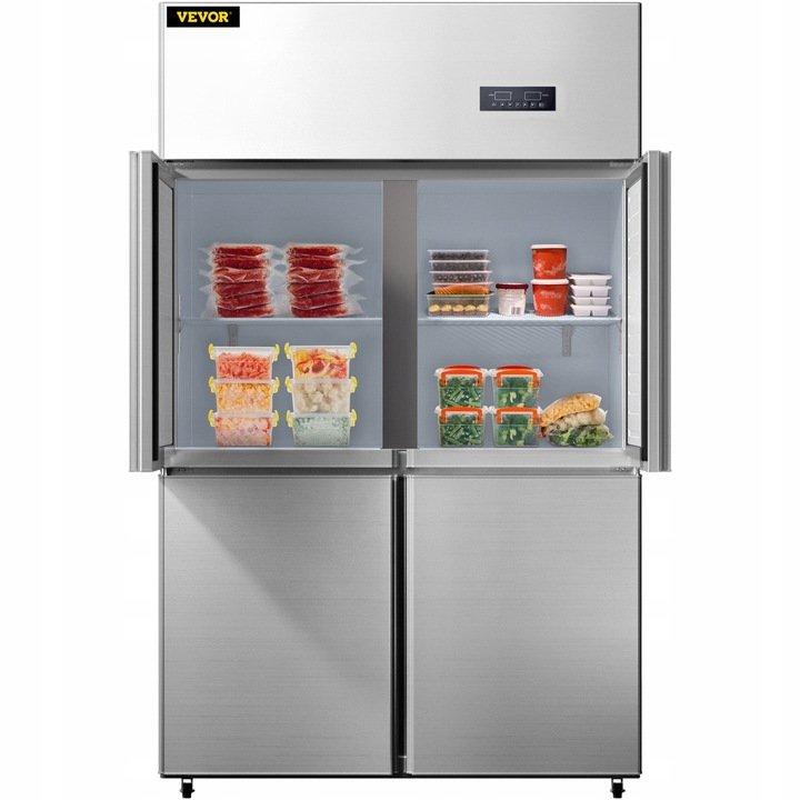 VEVOR Lodówka 780L 4 Drzwi 272W Nośność Na Półkę 20KG Stal Nierdzewna